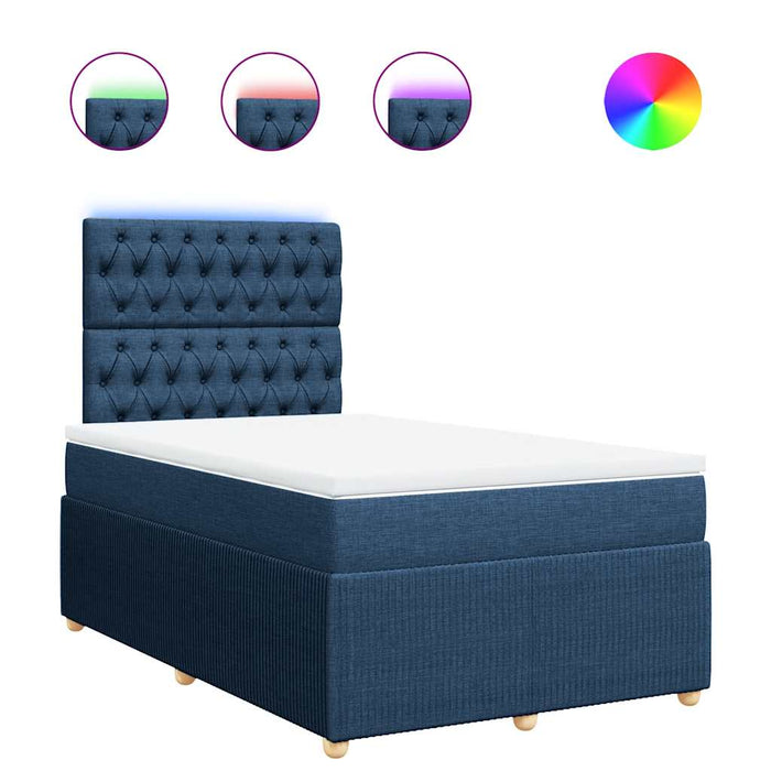 Pat box spring cu saltea, albastru, 120x200 cm, textil - WALTI WALTI