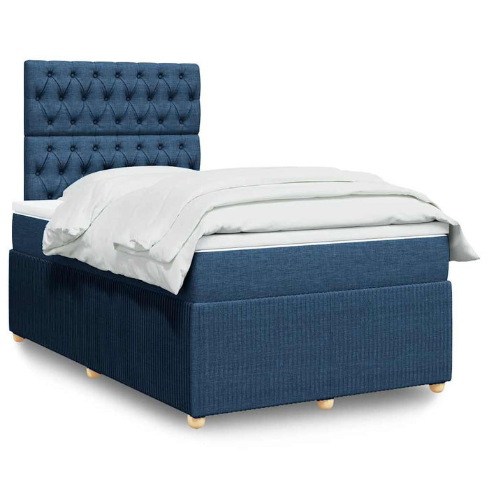 Pat box spring cu saltea, albastru, 120x200 cm, textil - WALTI WALTI