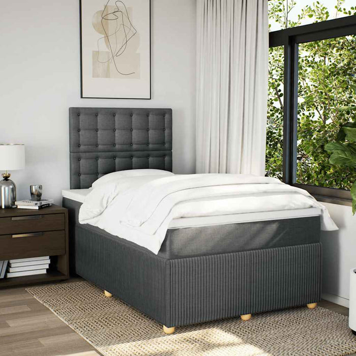 Pat box spring cu saltea, gri închis, 120x200 cm, textil - WALTI WALTI
