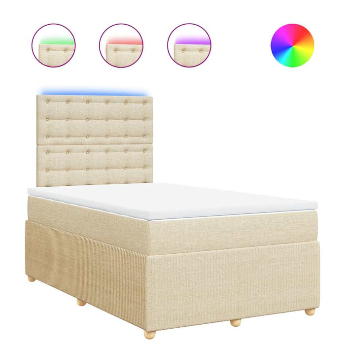 Pat box spring cu saltea, crem, 120x200 cm, textil - WALTI WALTI
