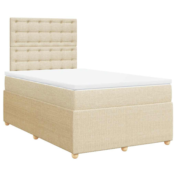 Pat box spring cu saltea, crem, 120x200 cm, textil - WALTI WALTI