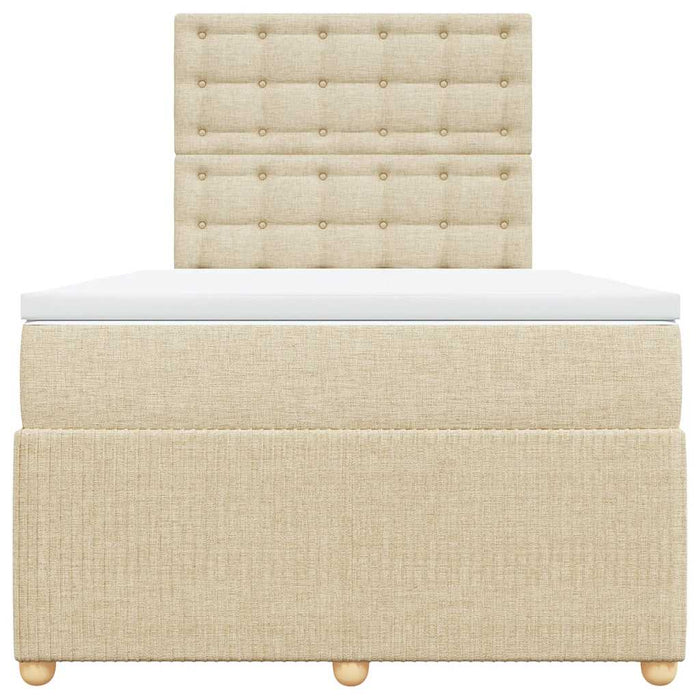 Pat box spring cu saltea, crem, 120x200 cm, textil - WALTI WALTI
