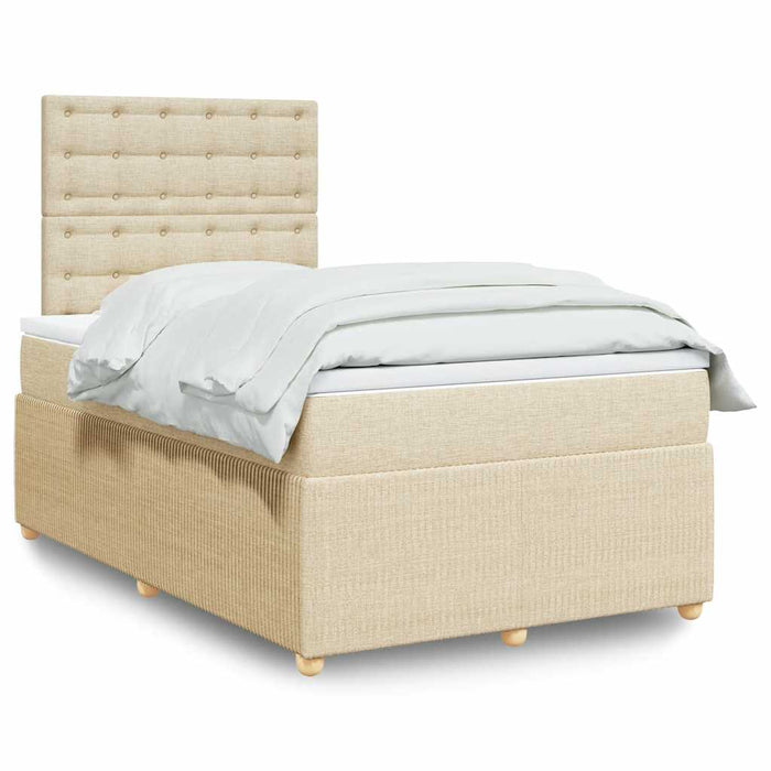 Pat box spring cu saltea, crem, 120x200 cm, textil - WALTI WALTI