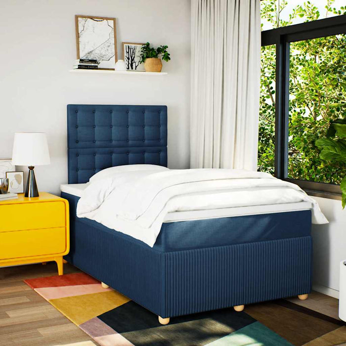 Pat box spring cu saltea, albastru, 120x200 cm, textil - WALTI WALTI