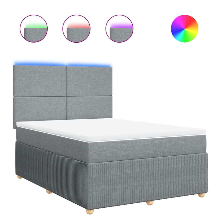 Pat box spring cu saltea, gri deschis, 140x190 cm, textil - WALTI WALTI