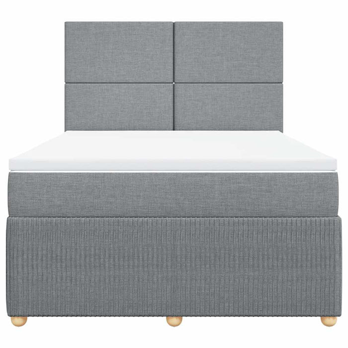 Pat box spring cu saltea, gri deschis, 140x190 cm, textil - WALTI WALTI