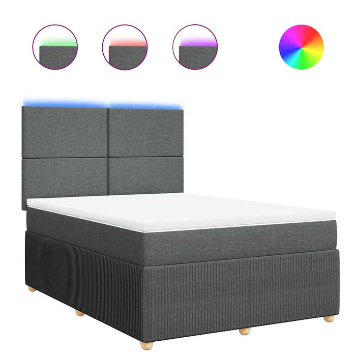 Pat box spring cu saltea, gri închis, 140x190 cm, textil - WALTI WALTI