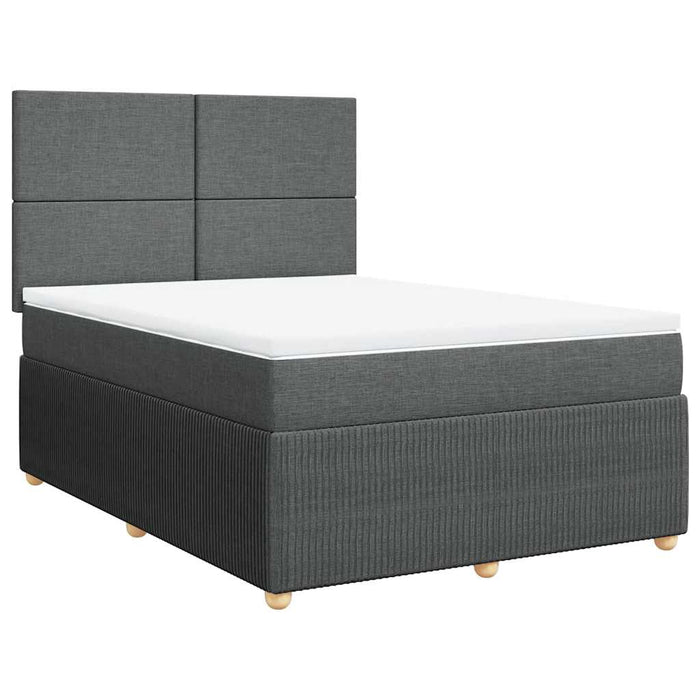 Pat box spring cu saltea, gri închis, 140x190 cm, textil - WALTI WALTI