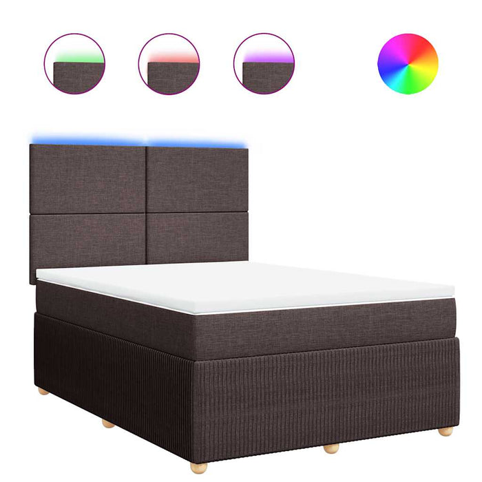 Pat box spring cu saltea, maro închis, 140x200 cm, textil - WALTI WALTI