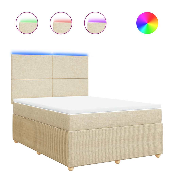 Pat box spring cu saltea, crem, 140x200 cm, textil - WALTI WALTI