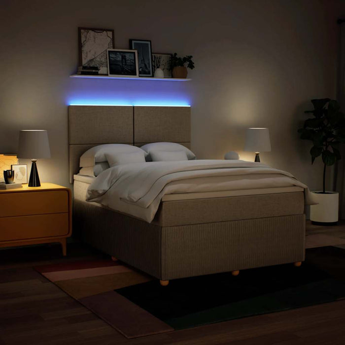 Pat box spring cu saltea, crem, 140x200 cm, textil - WALTI WALTI