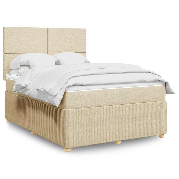 Pat box spring cu saltea, crem, 140x200 cm, textil - WALTI WALTI