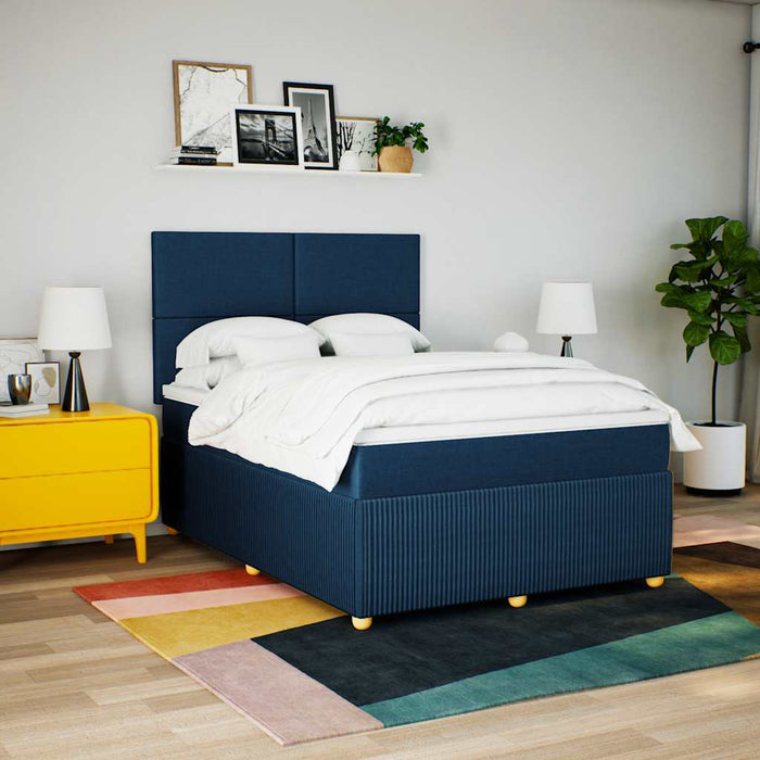 Pat box spring cu saltea, albastru, 140x200 cm, textil - WALTI WALTI