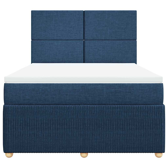 Pat box spring cu saltea, albastru, 140x200 cm, textil - WALTI WALTI