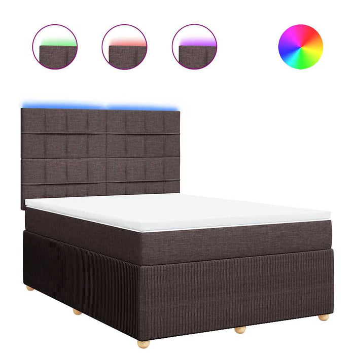 Pat box spring cu saltea, maro închis, 140x200 cm, textil - WALTI WALTI