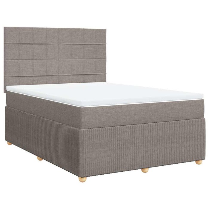 Pat box spring cu saltea, gri taupe, 140x200 cm, textil - WALTI WALTI