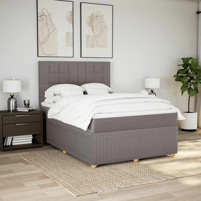 Pat box spring cu saltea, gri taupe, 140x200 cm, textil - WALTI WALTI