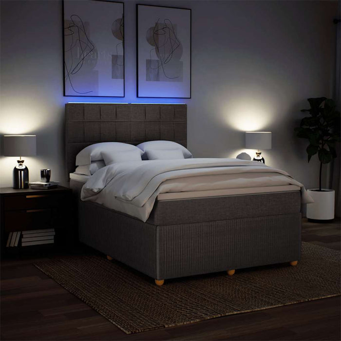 Pat box spring cu saltea, gri taupe, 140x200 cm, textil - WALTI WALTI