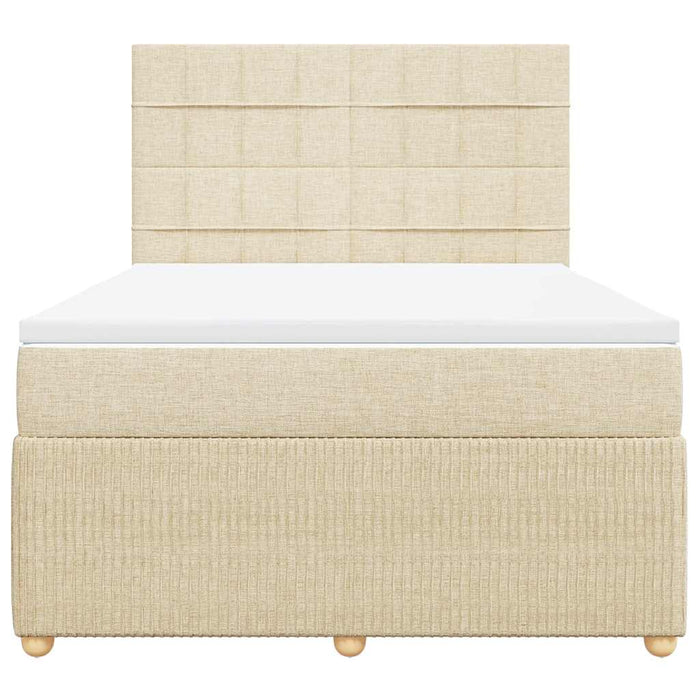 Pat box spring cu saltea, crem, 140x200 cm, textil - WALTI WALTI