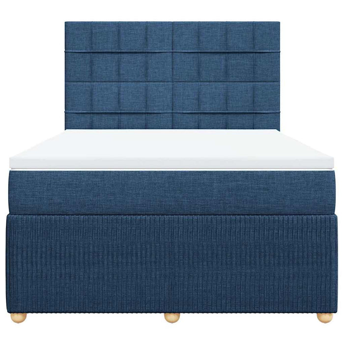 Pat box spring cu saltea, albastru, 140x200 cm, textil - WALTI WALTI