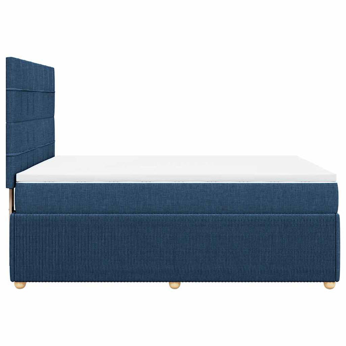 Pat box spring cu saltea, albastru, 140x200 cm, textil - WALTI WALTI