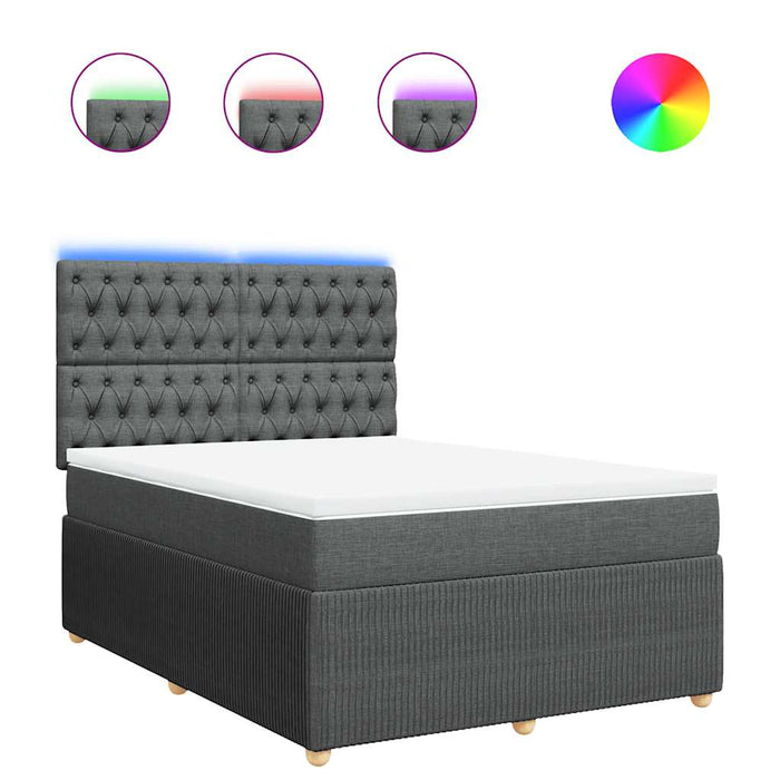 Pat box spring cu saltea, gri închis, 140x190 cm, textil - WALTI WALTI