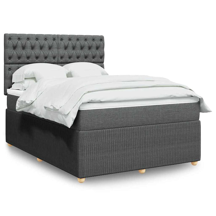 Pat box spring cu saltea, gri închis, 140x190 cm, textil - WALTI WALTI