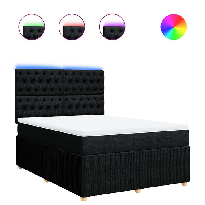 Pat box spring cu saltea, negru, 140x190 cm, textil - WALTI WALTI