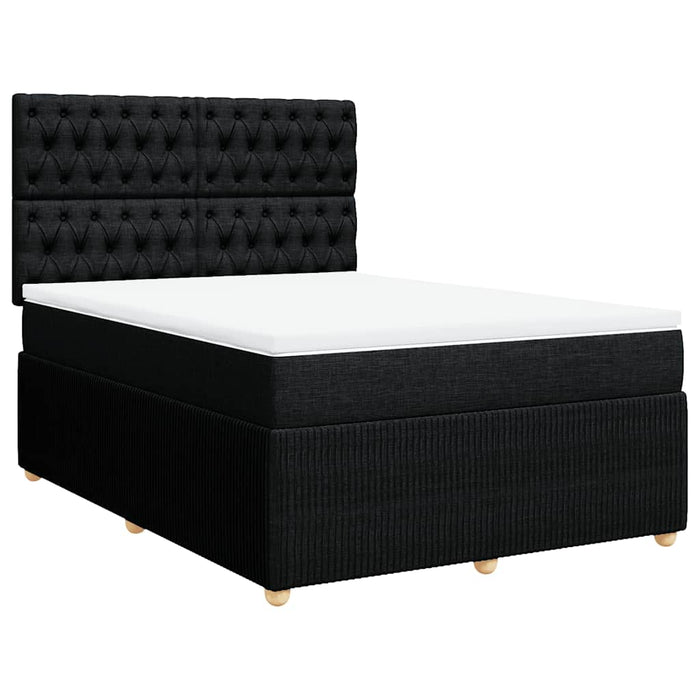 Pat box spring cu saltea, negru, 140x190 cm, textil - WALTI WALTI