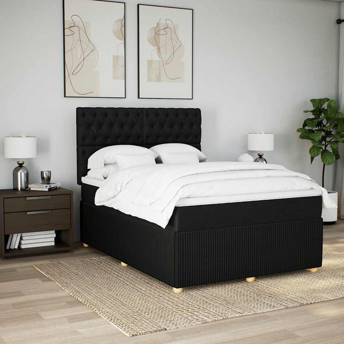 Pat box spring cu saltea, negru, 140x190 cm, textil - WALTI WALTI