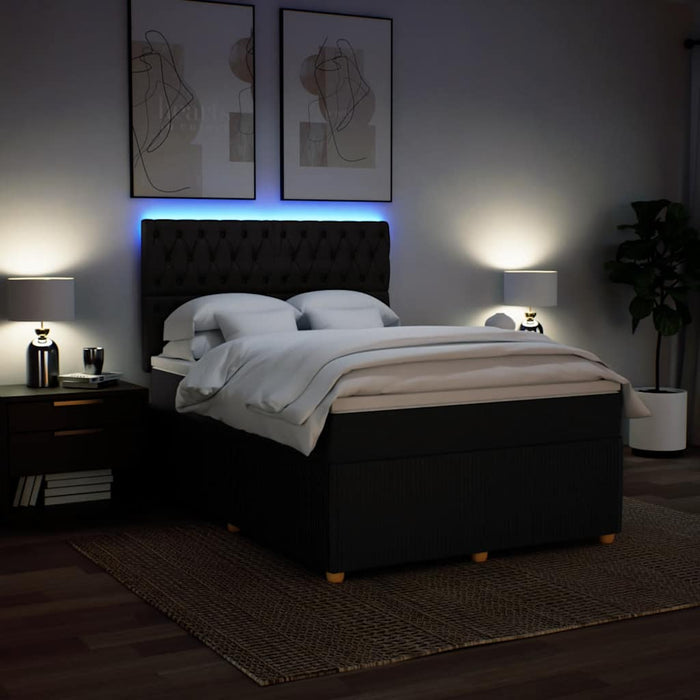 Pat box spring cu saltea, negru, 140x190 cm, textil - WALTI WALTI