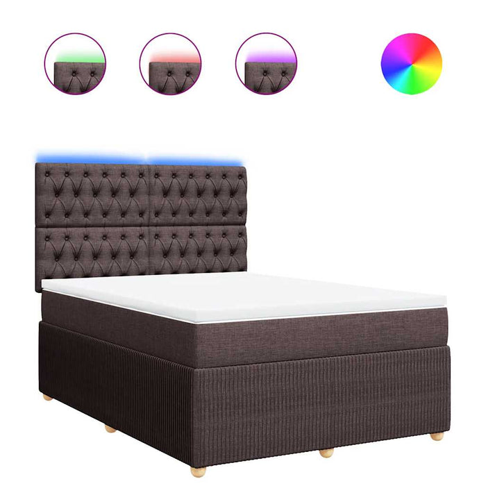Pat box spring cu saltea, maro închis, 140x200 cm, textil - WALTI WALTI