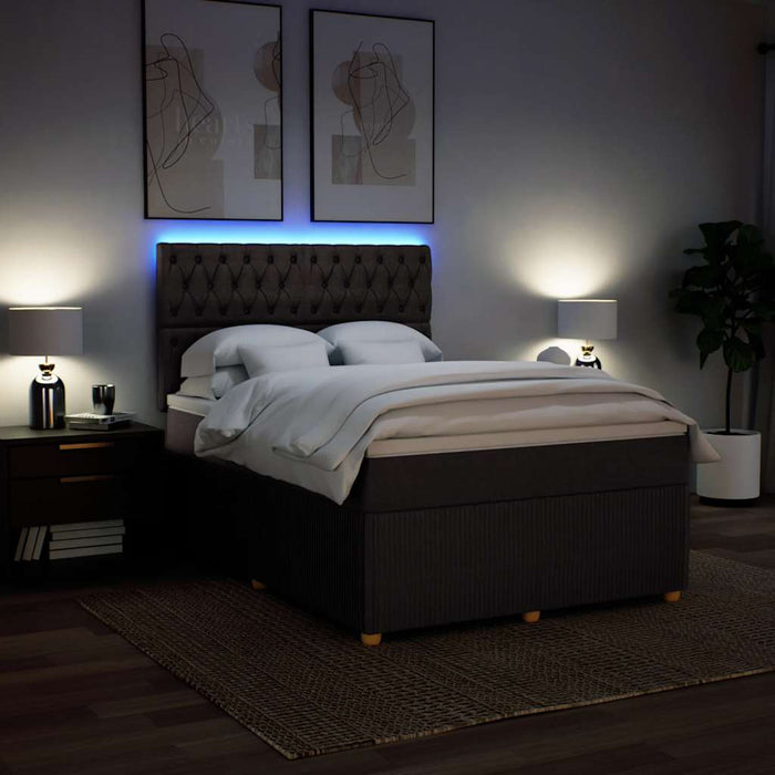 Pat box spring cu saltea, maro închis, 140x200 cm, textil - WALTI WALTI