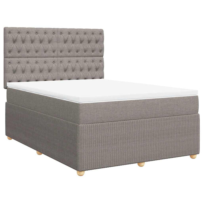 Pat box spring cu saltea, gri taupe, 140x200 cm, textil - WALTI WALTI