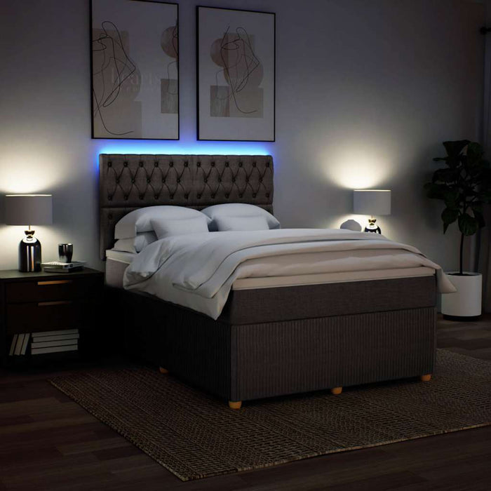 Pat box spring cu saltea, gri taupe, 140x200 cm, textil - WALTI WALTI