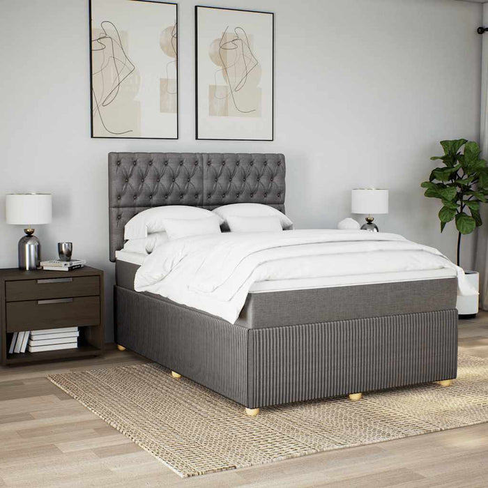 Pat box spring cu saltea, gri taupe, 140x200 cm, textil - WALTI WALTI