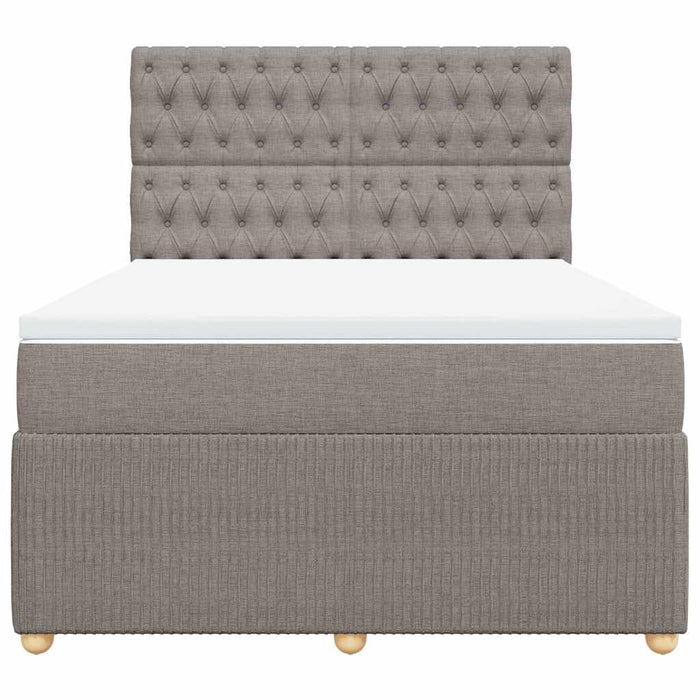 Pat box spring cu saltea, gri taupe, 140x200 cm, textil - WALTI WALTI