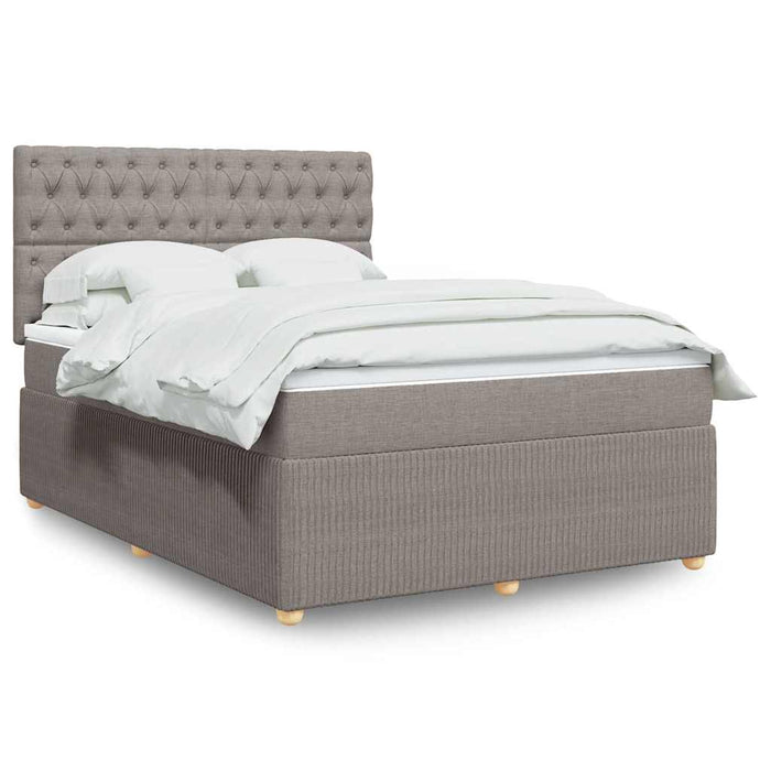 Pat box spring cu saltea, gri taupe, 140x200 cm, textil - WALTI WALTI