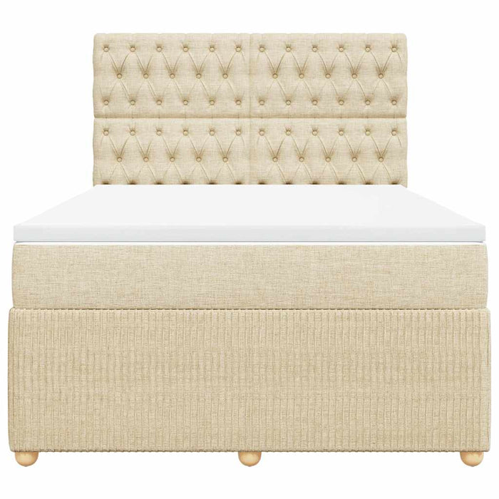 Pat box spring cu saltea, crem, 140x200 cm, textil - WALTI WALTI