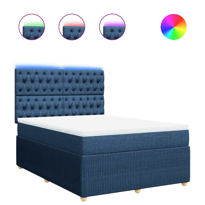 Pat box spring cu saltea, albastru, 140x200 cm, textil - WALTI WALTI