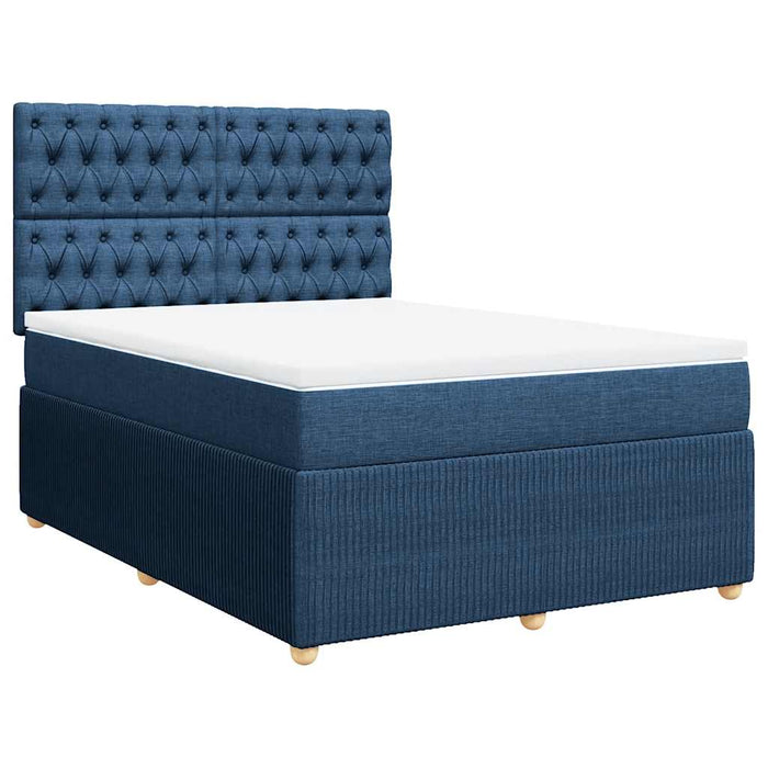 Pat box spring cu saltea, albastru, 140x200 cm, textil - WALTI WALTI