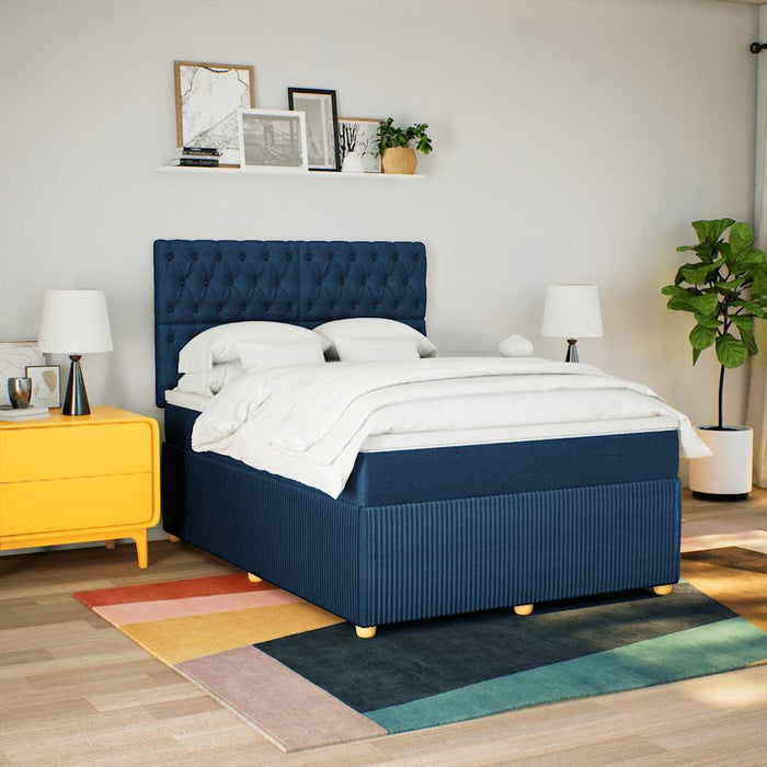 Pat box spring cu saltea, albastru, 140x200 cm, textil - WALTI WALTI