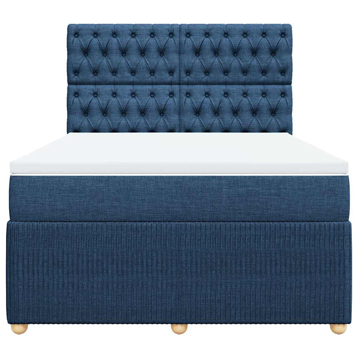 Pat box spring cu saltea, albastru, 140x200 cm, textil - WALTI WALTI