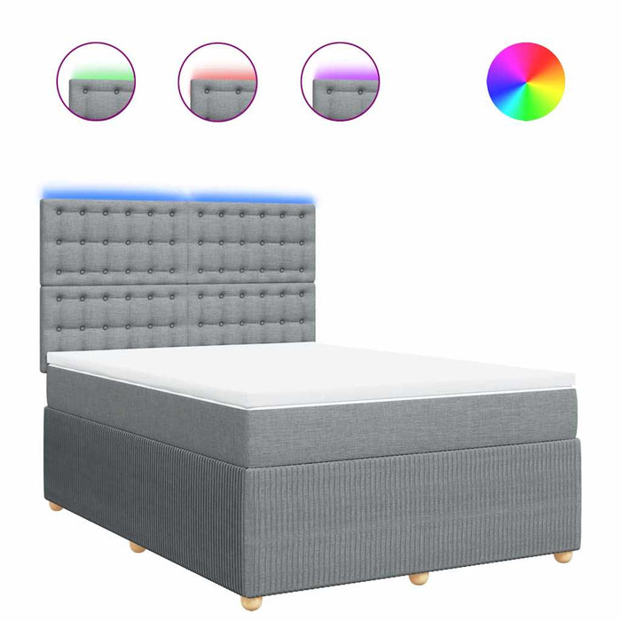 Pat box spring cu saltea, gri deschis, 140x190 cm, textil - WALTI WALTI
