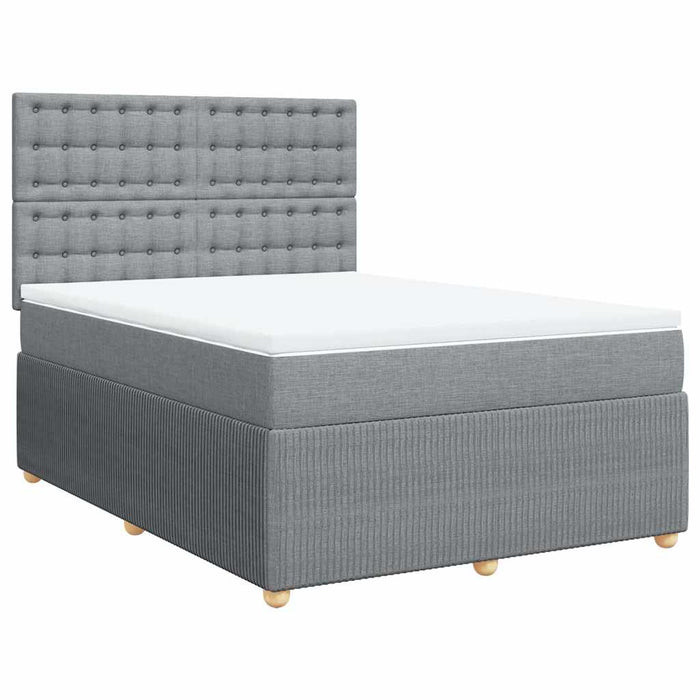 Pat box spring cu saltea, gri deschis, 140x190 cm, textil - WALTI WALTI