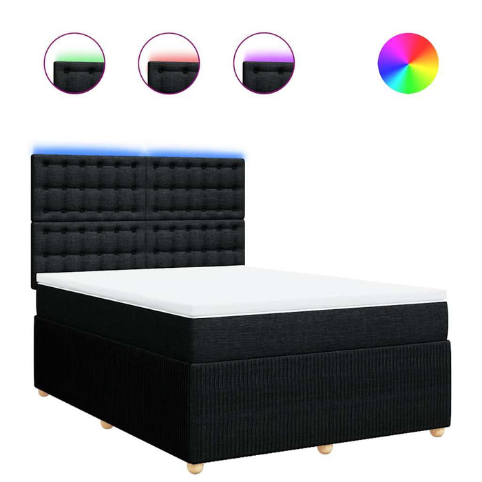 Pat box spring cu saltea, negru, 140x190 cm, textil - WALTI WALTI