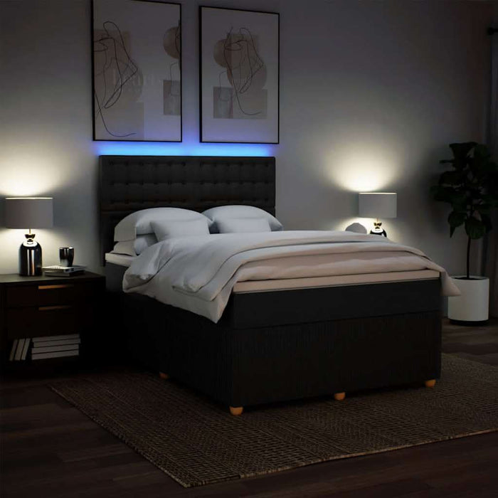 Pat box spring cu saltea, negru, 140x190 cm, textil - WALTI WALTI