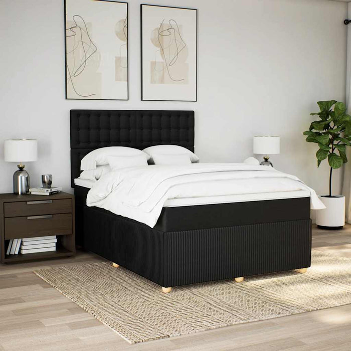 Pat box spring cu saltea, negru, 140x190 cm, textil - WALTI WALTI