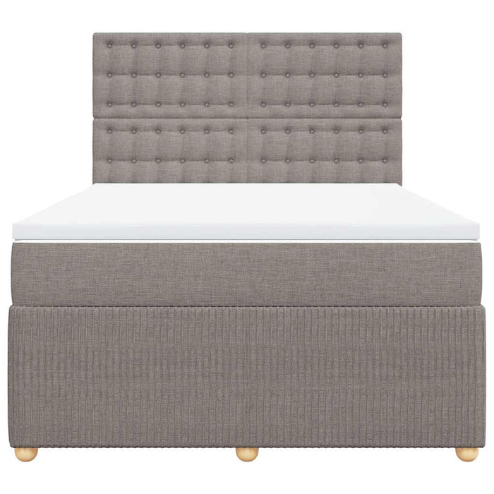 Pat box spring cu saltea, gri taupe, 140x200 cm, textil - WALTI WALTI