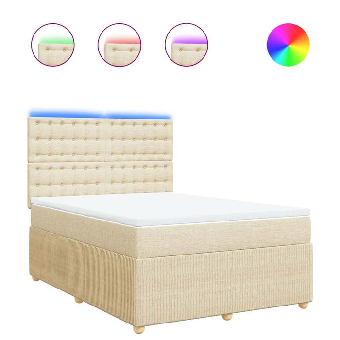 Pat box spring cu saltea, crem, 140x200 cm, textil - WALTI WALTI